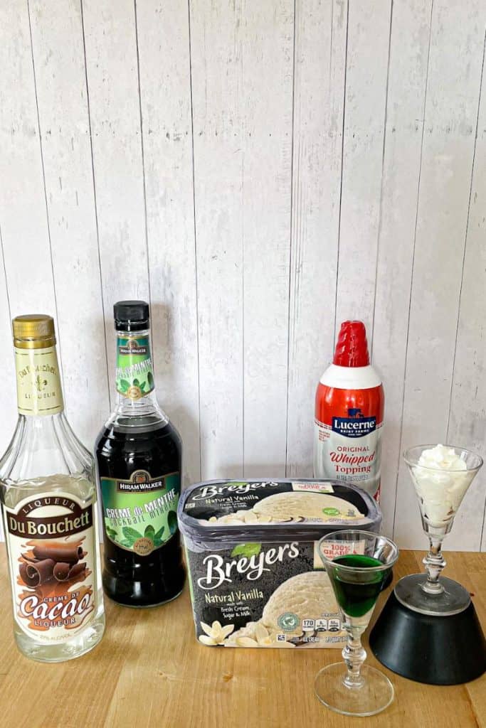 ingredients for grasshopper ice cream drink