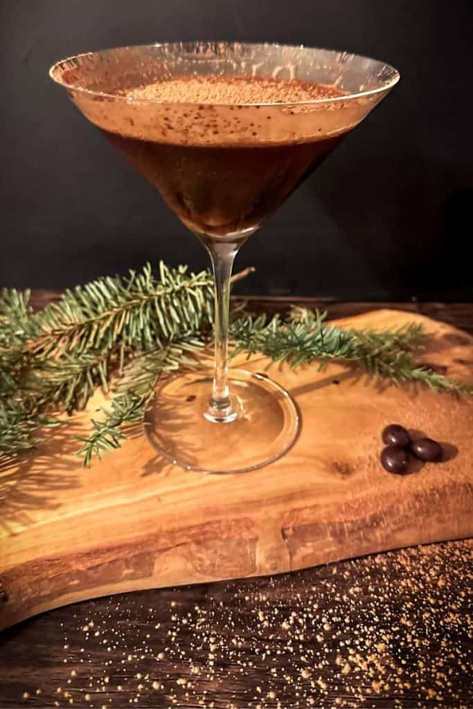 Chocolate Espresso Martini with 3 espresso beans 